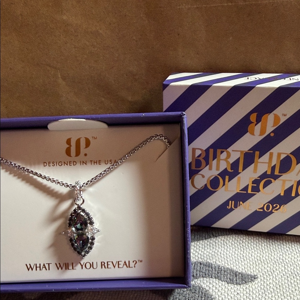 Birthdate Collection June Silver Necklace with Iridescent Pendant